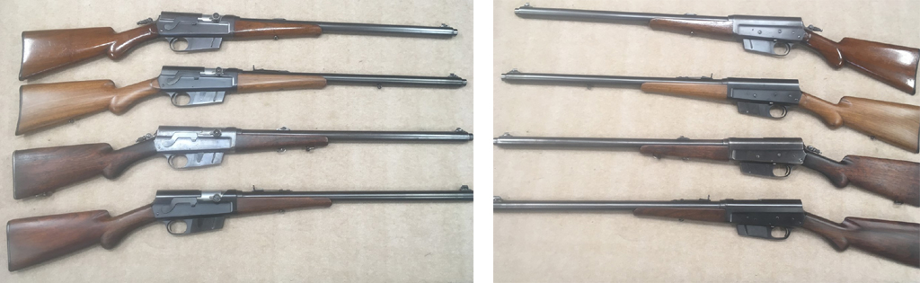 The rifles in this set are called Old style round knob pistol grip. They are grade A rifles in each caliber; 25, 30, 32 and 35.