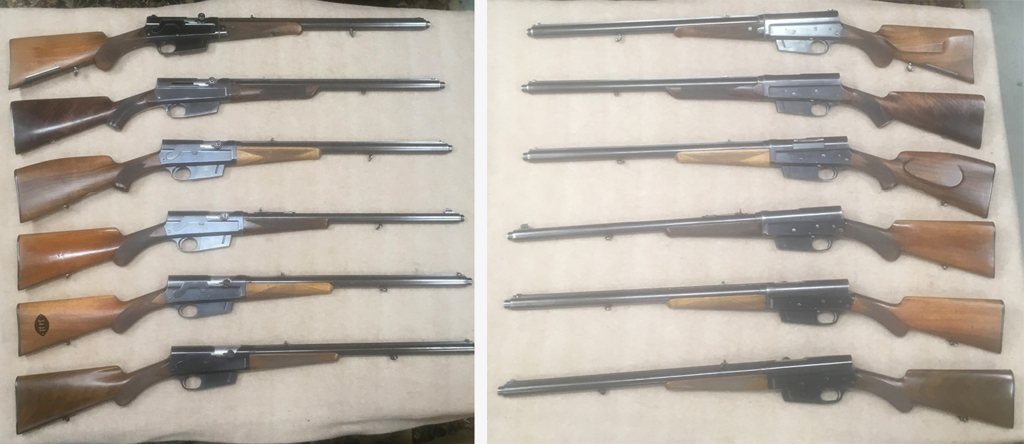 The six rifles in this set are FN Model 1900’s. I took six of the sixteen in my FN collection to post. You may have seen some of these rifles in more detail on the FN 1900 thread on the Forum. I know many of you followed my quest to get a “Dirty Dozen” of these very fine firearms. My most recent addition of a cased Daniel Fraser customized FN is my most prized rifle.<br /><br />In this set I have included some very fine examples of customized engraving and wood customization. There is a FN that was issued as a winning prize in a shooting competition in the country of Sweden. There is a Monte Carlo stock with a Stoeger mounting block that came from Germany. There is a two digit serial number that has had some excellent engraving and stock work done to it. There is a customized forearm with a quick release instead of a forearm screw. There is a bullet trap door in-letted into the bottom of the stock. One of the rifles has a barrel jacket that does not have the normal raised rib on the jacket. There is one FN that was returned to the factory in 1940 for a complete restoration and appears to have never been fired.